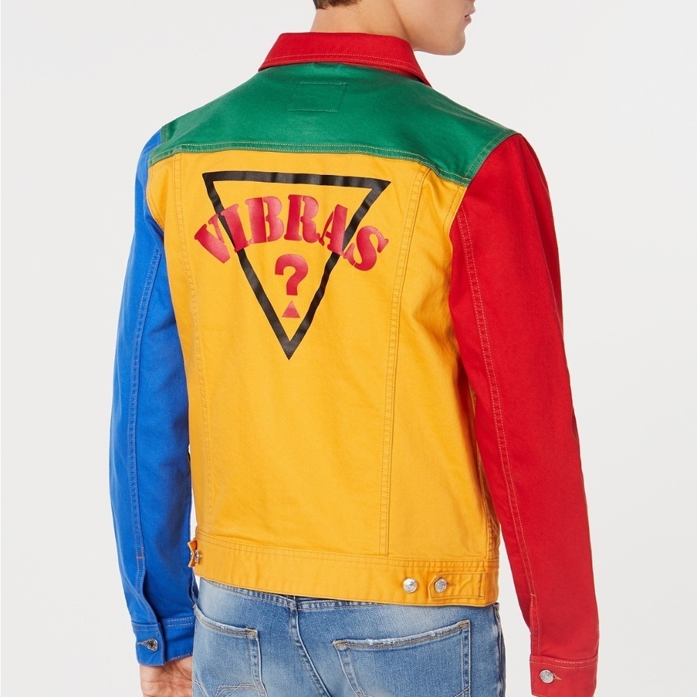 New GUESS J Balvin X Men's Colorblocked Denim Jacket SZ M - Picture 1 of 5